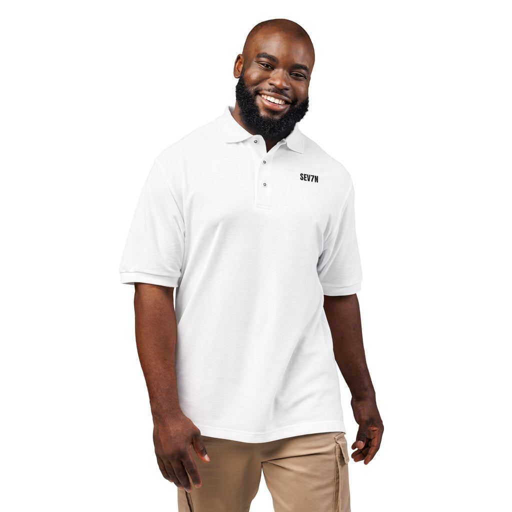 Embroidered Polo Shirt — 'SEV7N' Chest Logo
