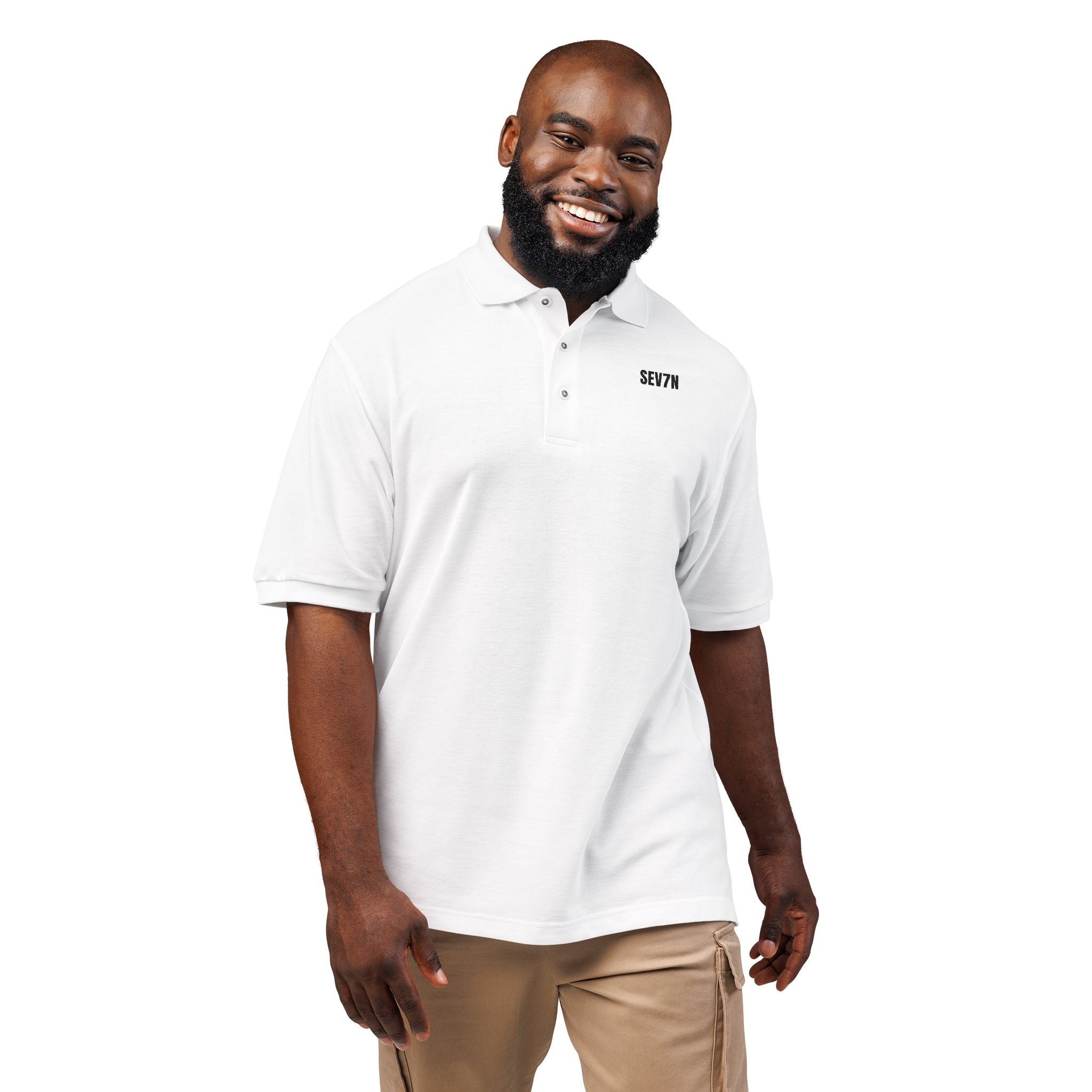Embroidered Polo Shirt — 'SEV7N' Chest Logo