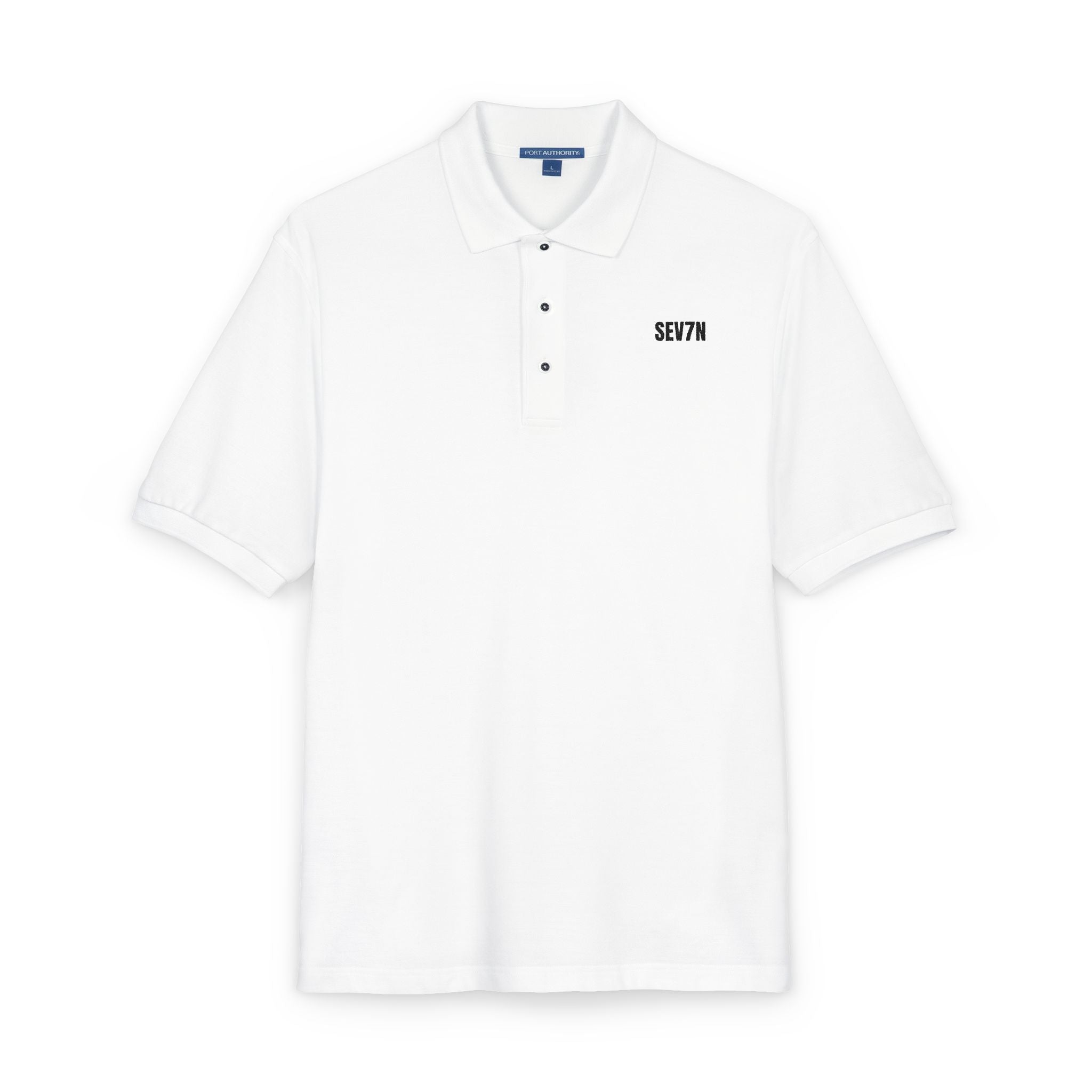 Embroidered Polo Shirt — 'SEV7N' Chest Logo