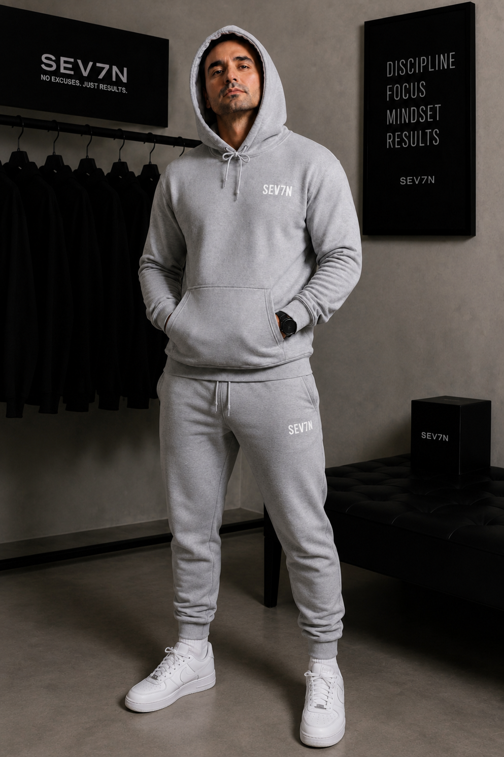 Embroidered 'Santa' Grey Joggers — Cozy Holiday Sweatpants
