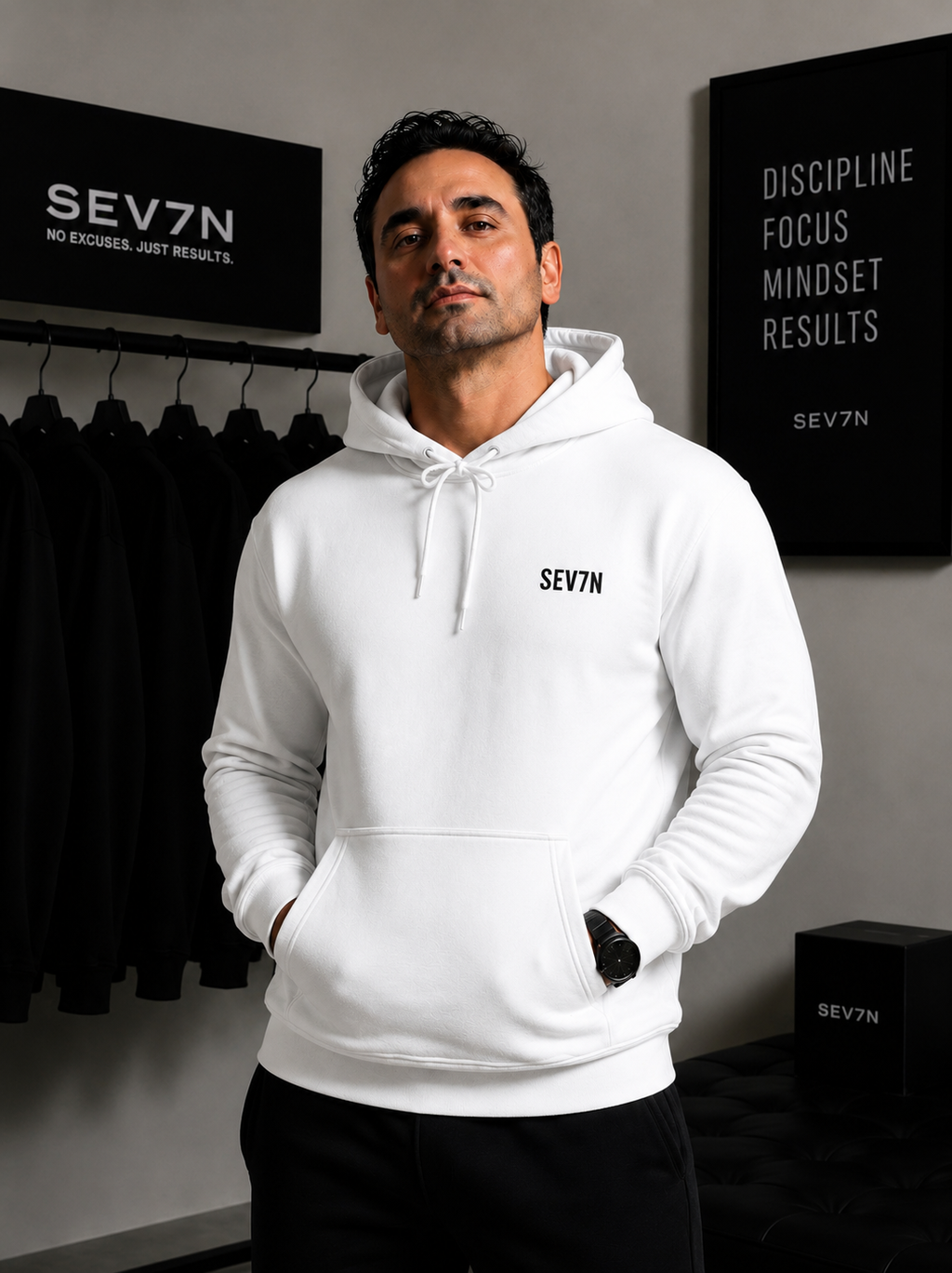 SEV7NWEAR Minimal Logo Hoodie – Hochwertig Gestickt